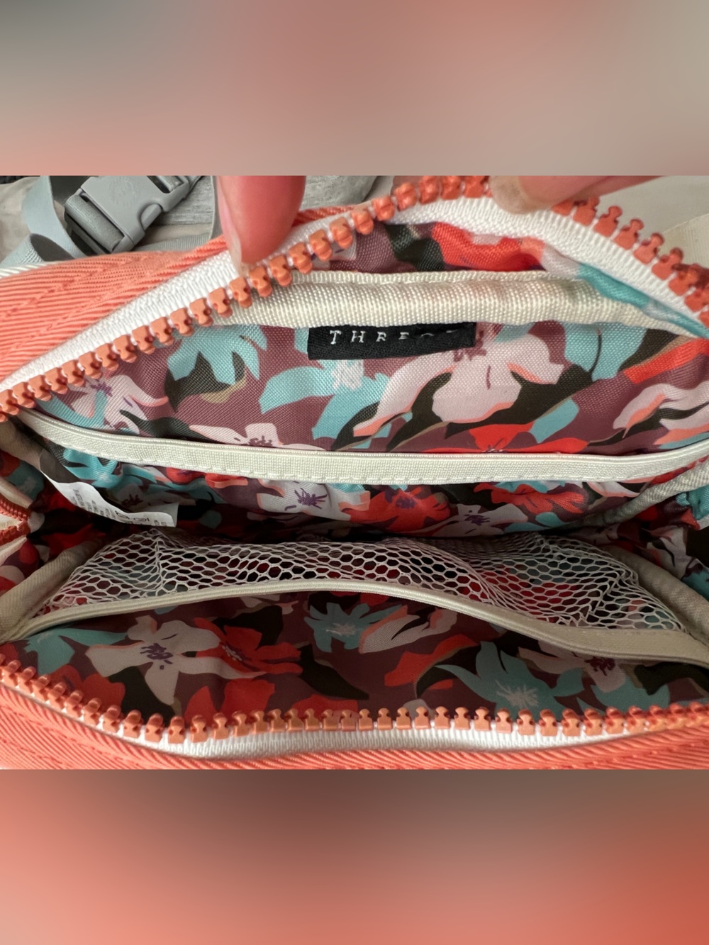 Threads Coral Fanny Pack with Nylon Cream Strap - Picture 2 of 8